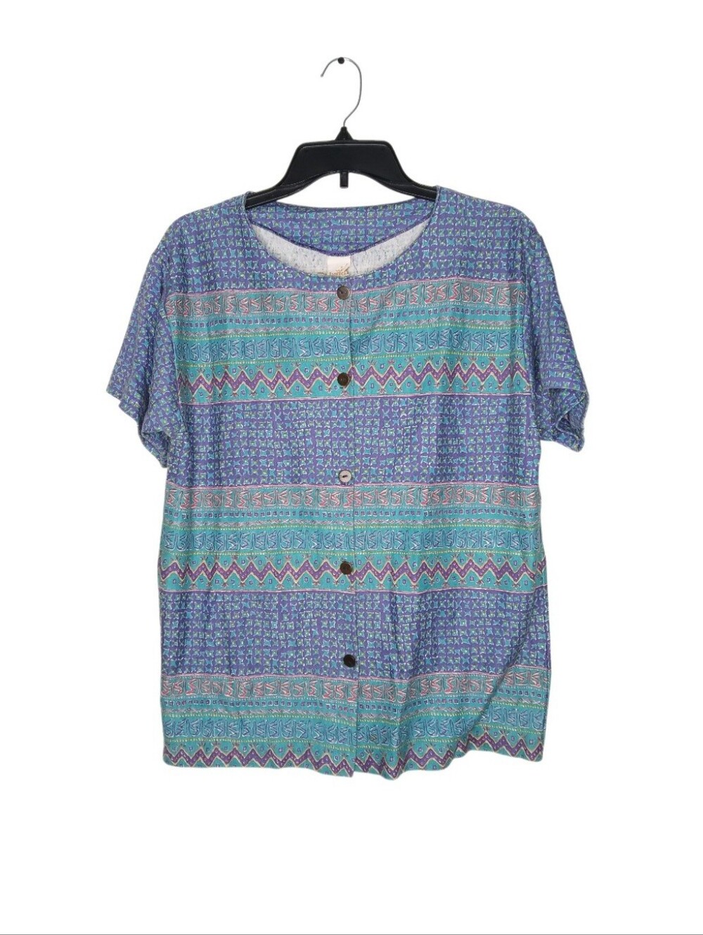 Jantzen Vintage Purple & Teal Printed Top